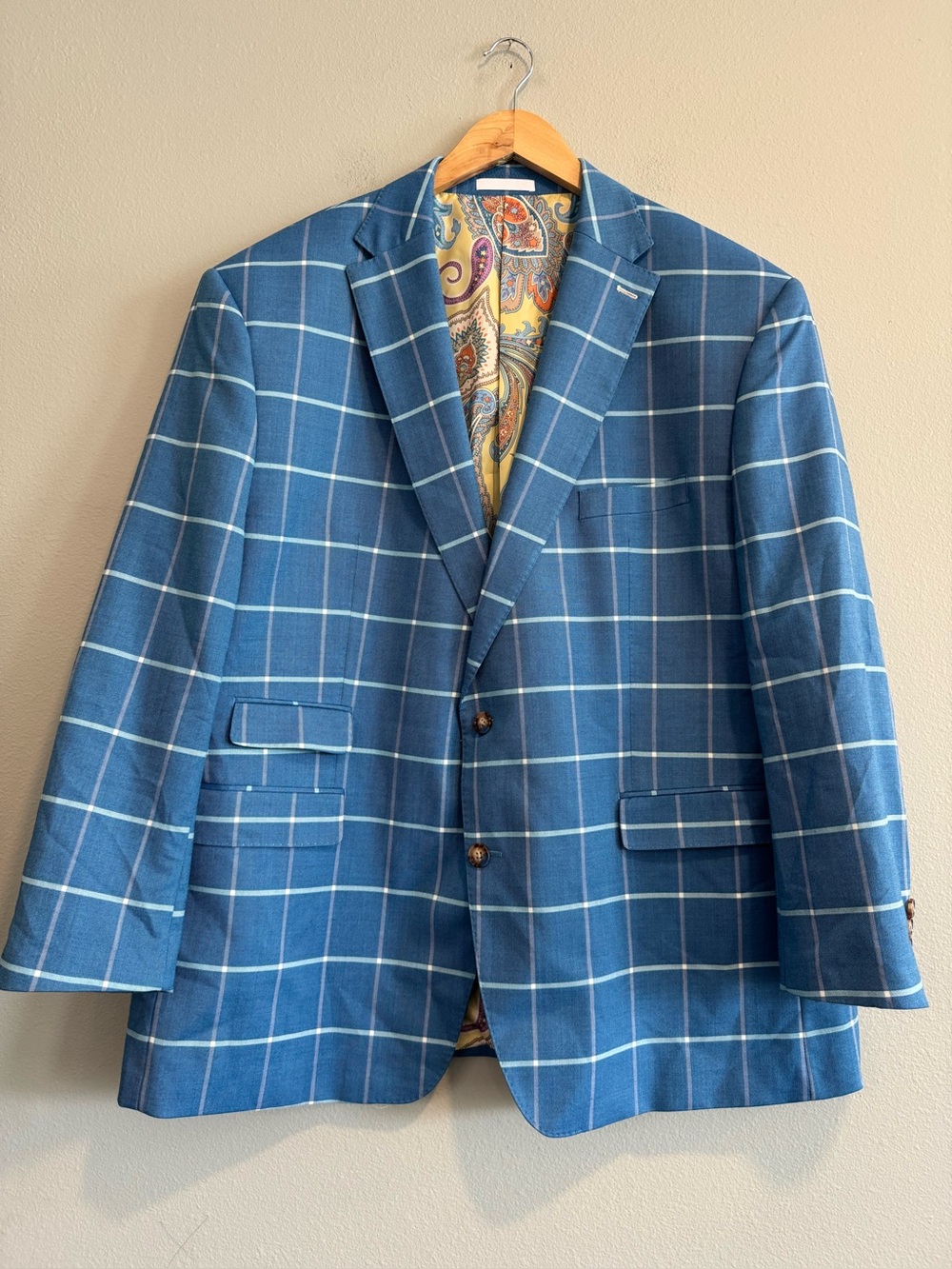 Tayion Montee Holland Windowpane 2 Button Sport Coat Paisley Lining 48R
